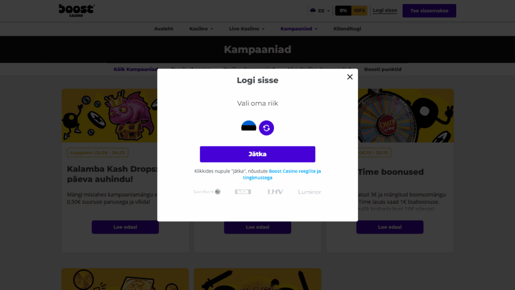 Boost kasiino registreerimine