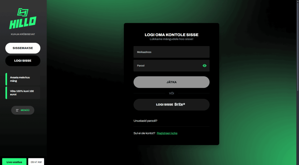 Hillo kasiino registreerimine