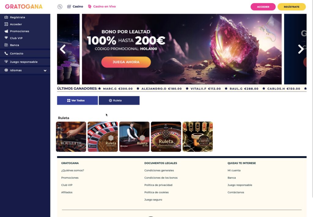 Gratogana casino en vivo