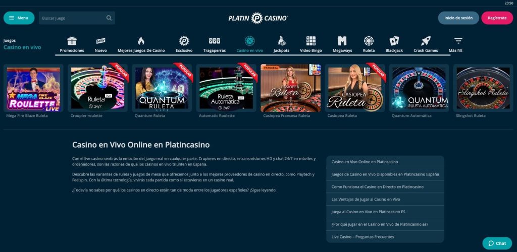 PlatinCasino en vivo