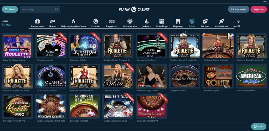 PlatinCasino ruleta