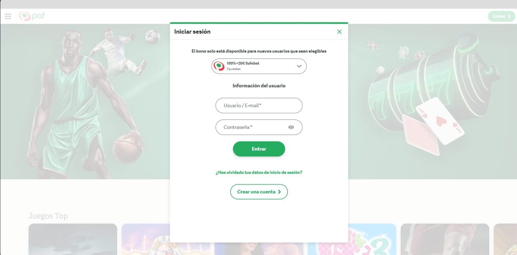 paf casino registrate