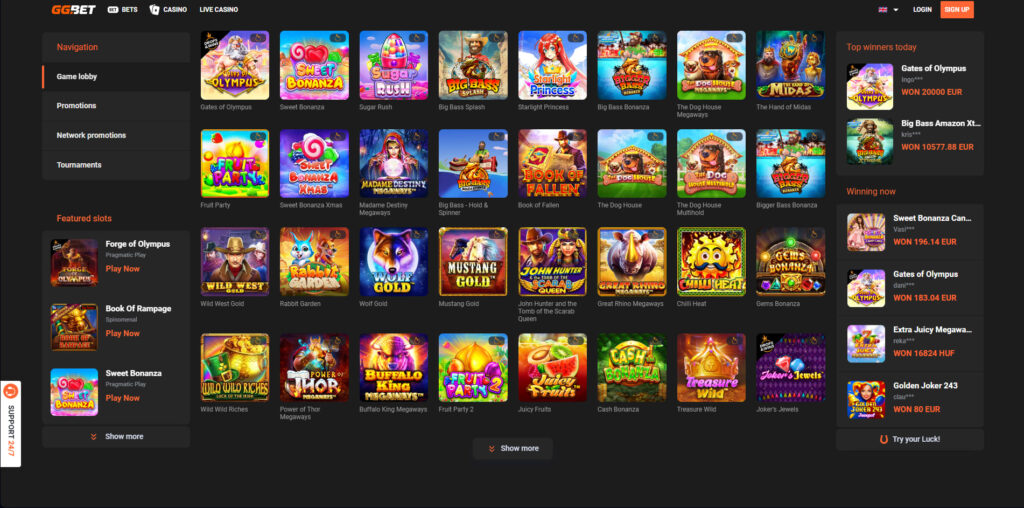GGBet Casino Παιχνίδια