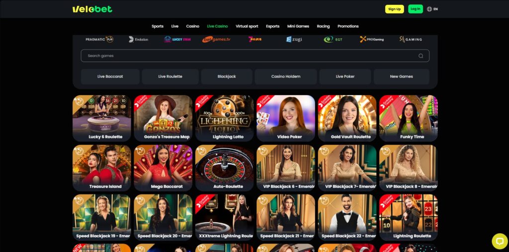 velobet Ζωντανό καζίνο