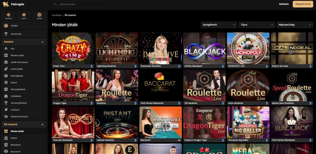 fairspin elo kaszino
