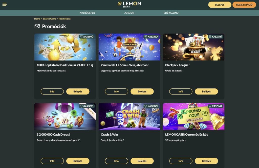 L͏emon Casino bónuszokat