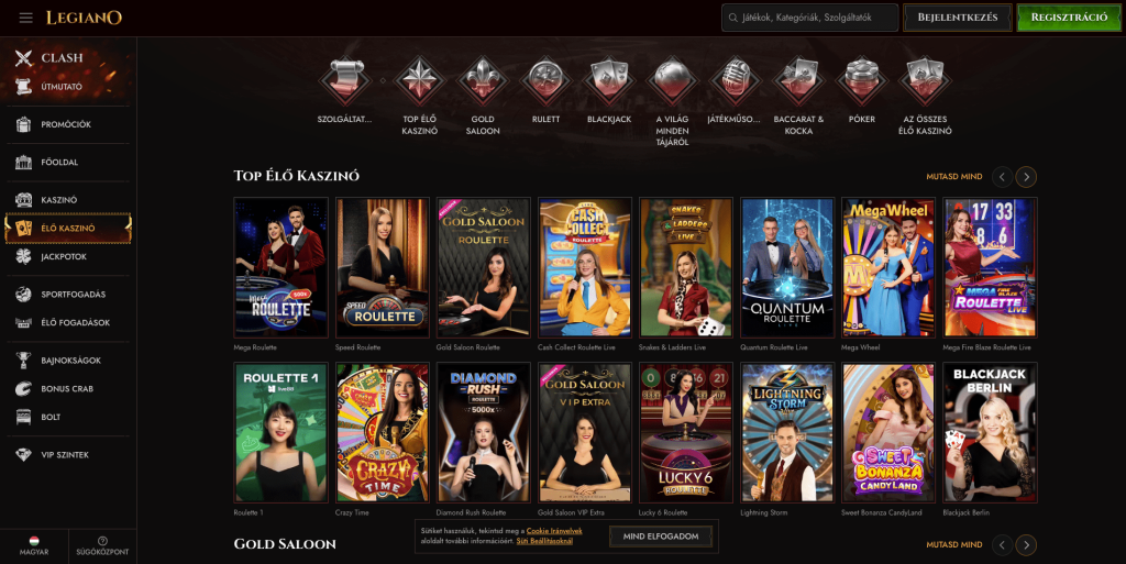 Legiano Casino Élő játékok