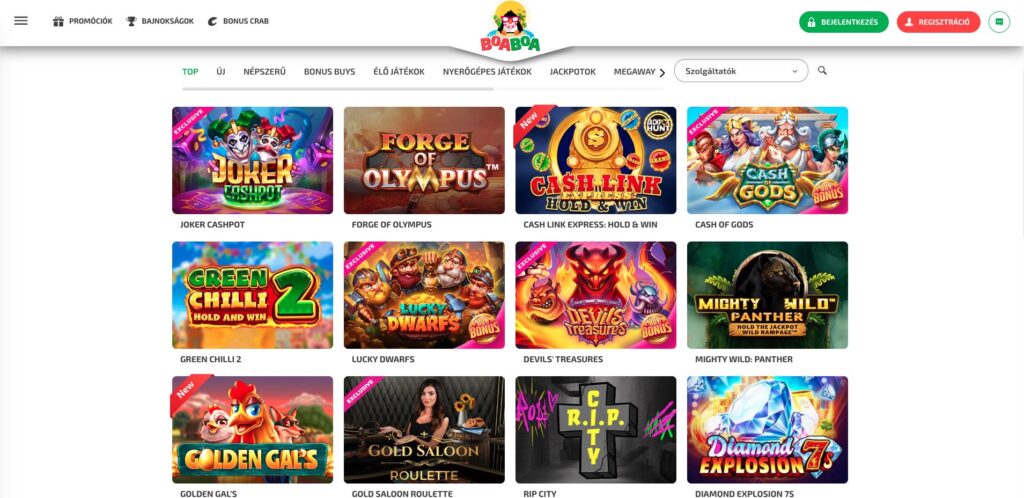 BoaBoa Casino nyerőgépek