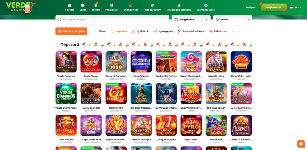 Verde Casino nyerőgépek