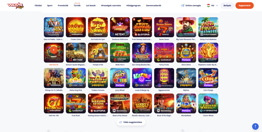 VulkanVegas Casino nyerőgépek