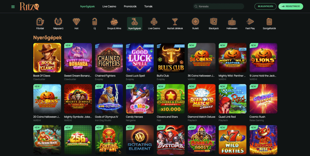 Ritzo Casino nyerőgépek