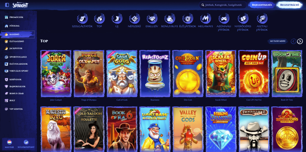 SpiNight Casino nyerőgépek