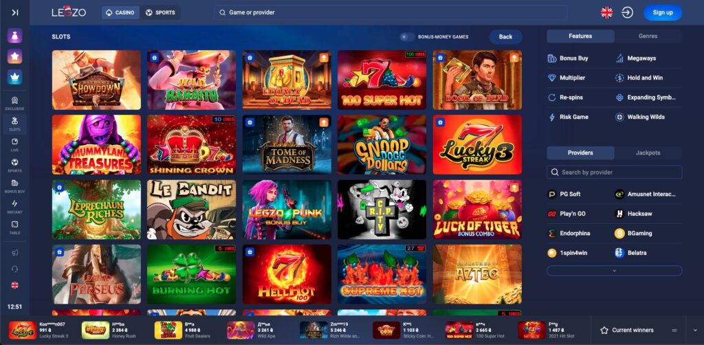 Legzo Casino nyerőgépek