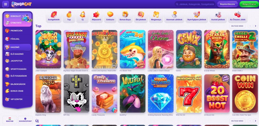 Robocat Casino nyerőgépek