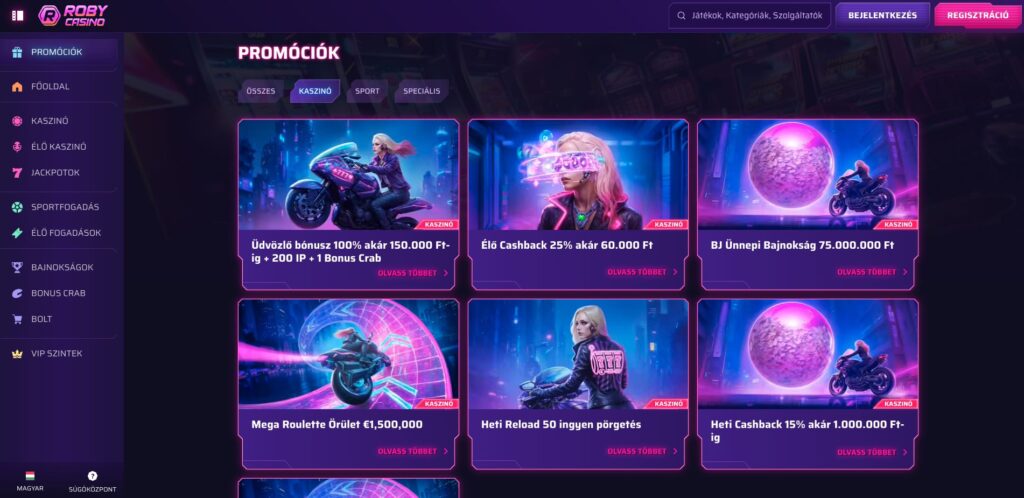 Roby Casino bónuszok