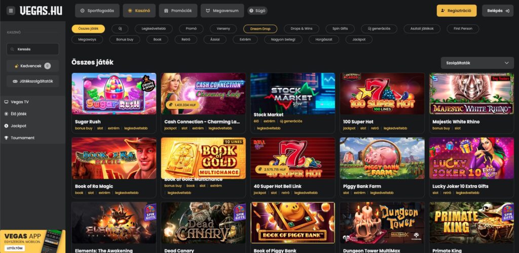 Vegas.hu Casino nyerőgépek