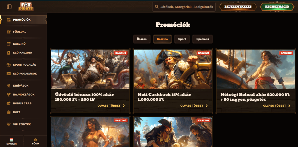 Fat Pirate Casino bónuszok