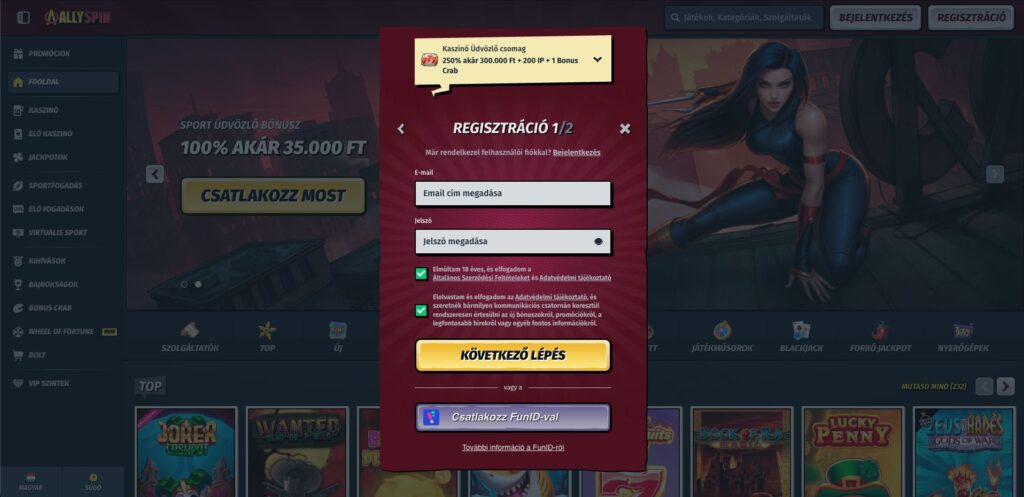 AllySpin Casino regisztráció