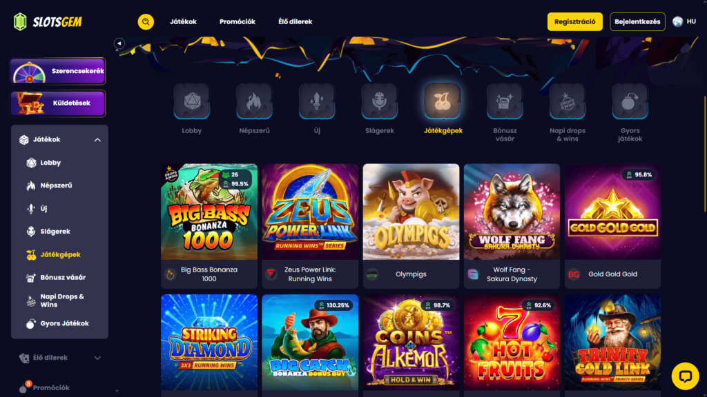 SlotsGem Casino nyerőgépek