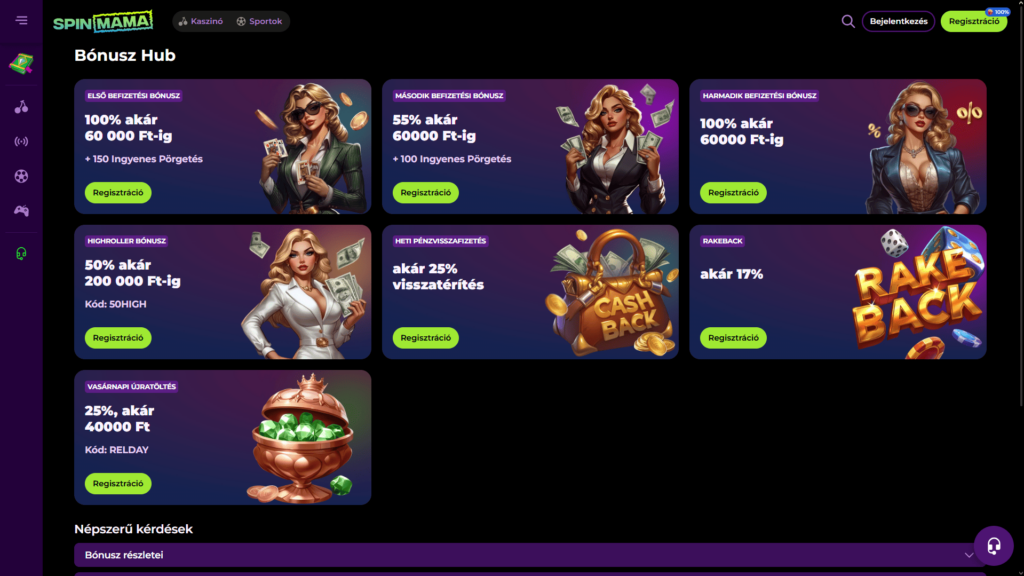 Spinmama Casino bónuszok