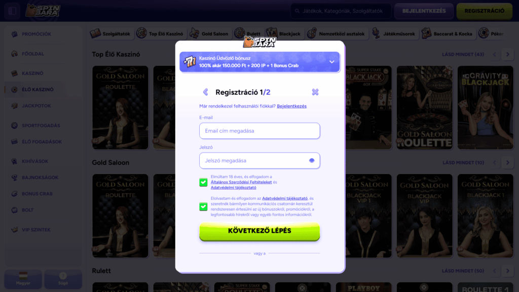 Spinbara Casino regisztráció