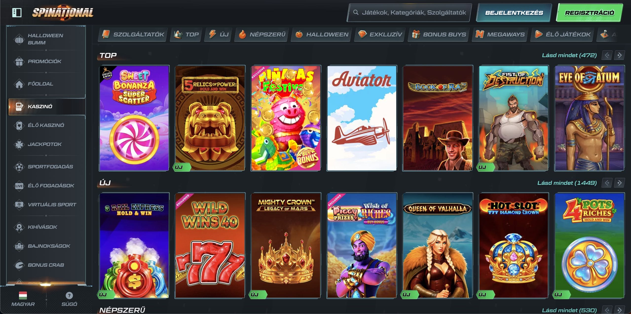 Spinational Casino nyerőgépek