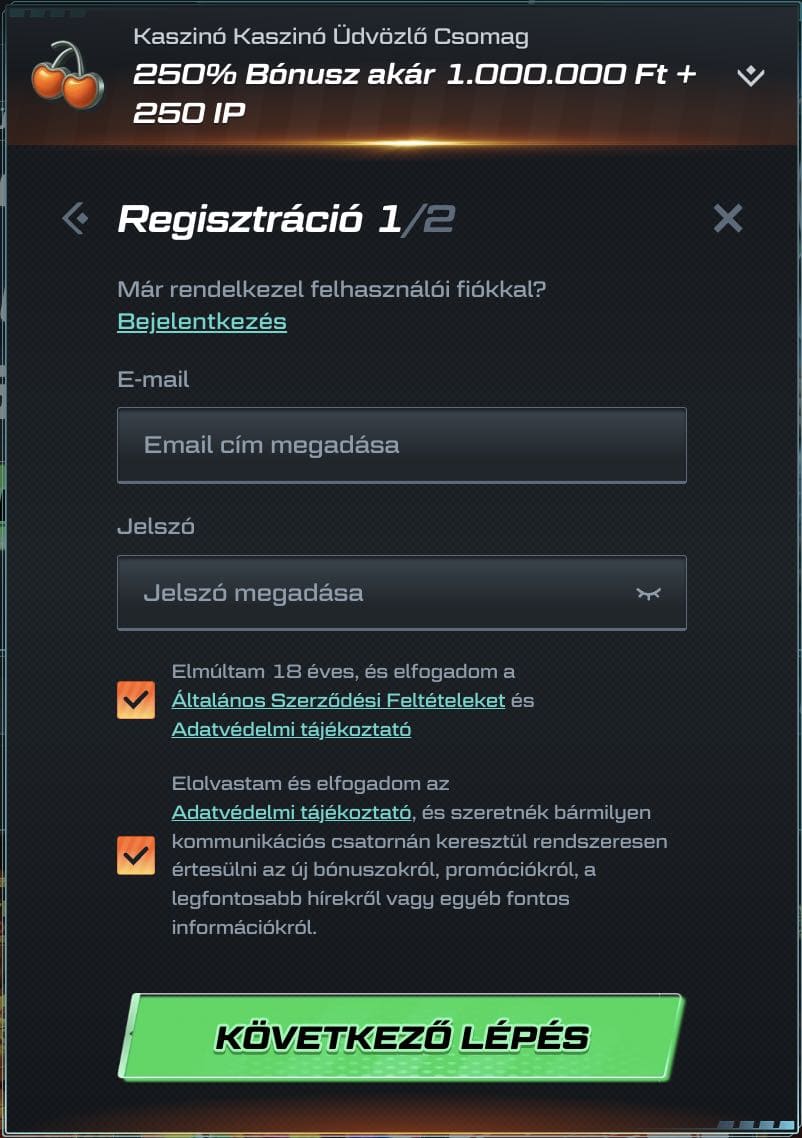 Spinational Casino regisztráció