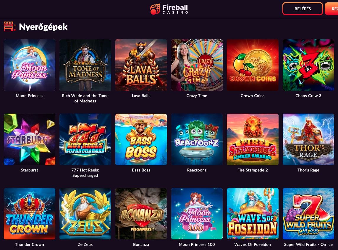 Fireball Casino nyerőgépek