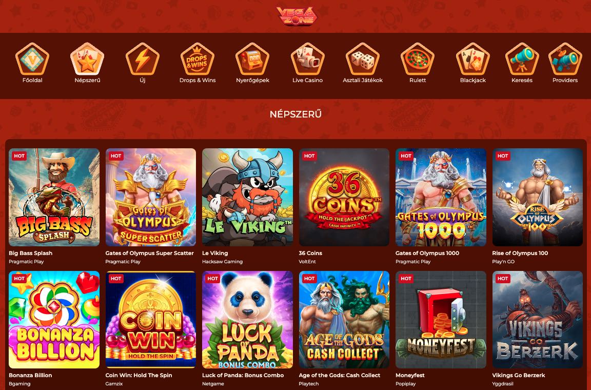 Vegazone Casino nyerőgépek