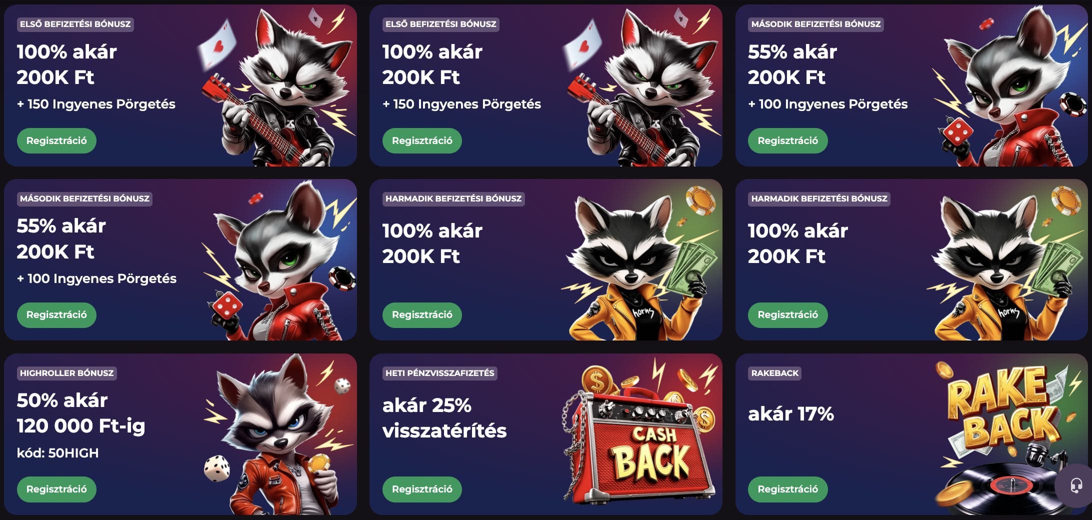 RockySpin Casino bónuszok
