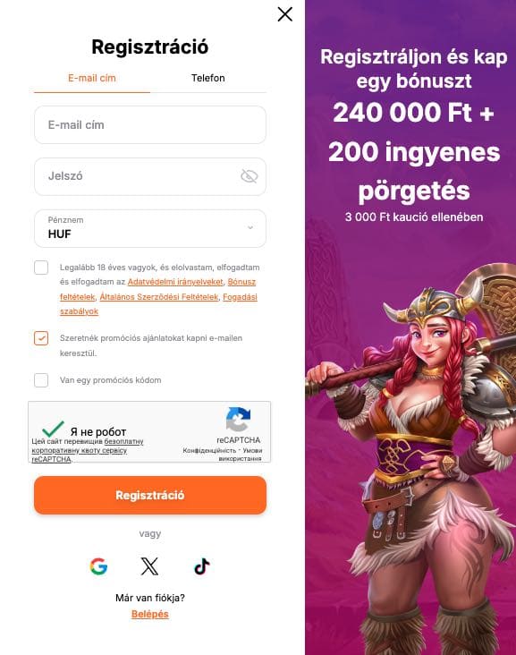 HitnSpin Casino regisztráció