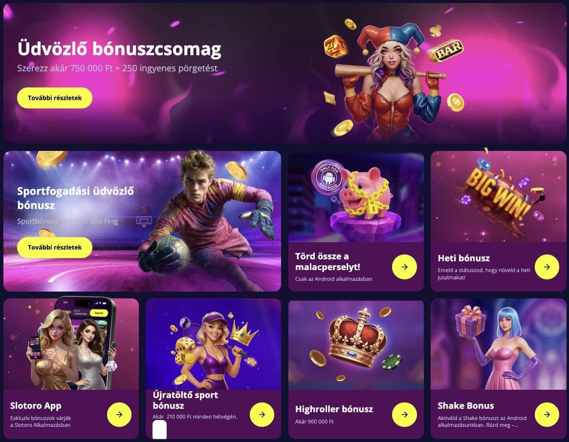 Slotoro casino bónuszok