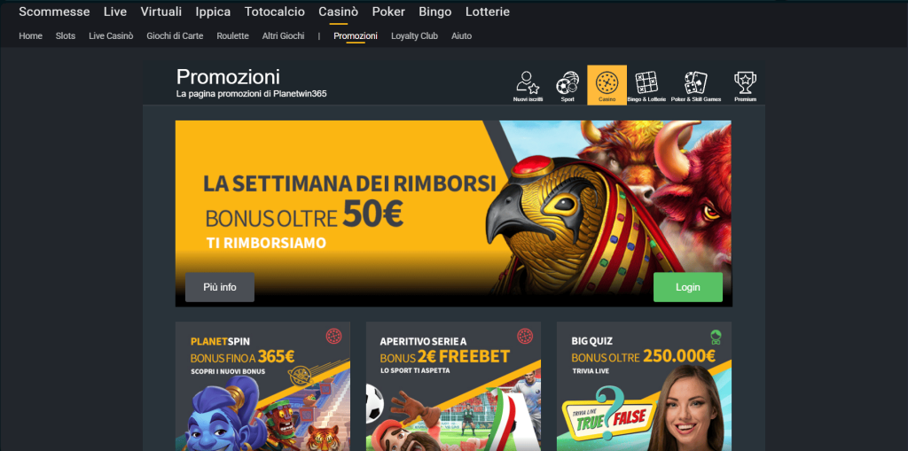 Bonus del casinò Planetwin365