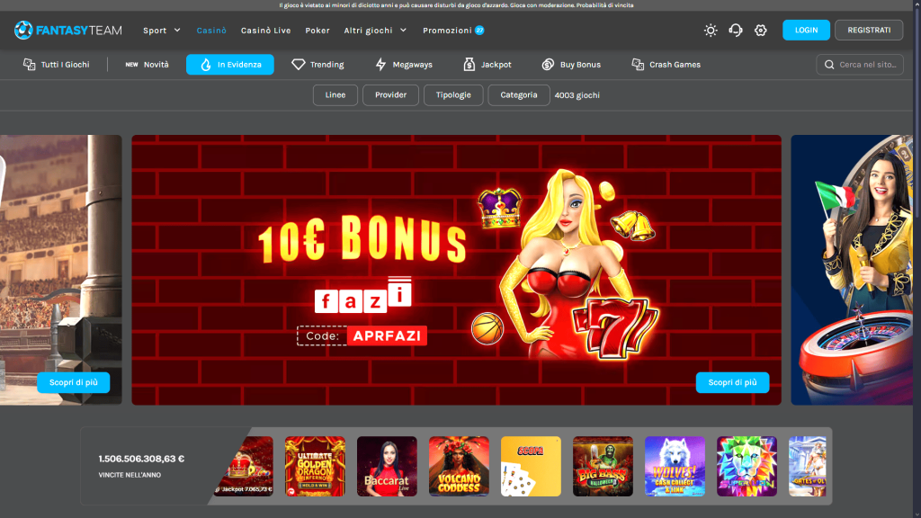 Fantasyteam casinò Italia