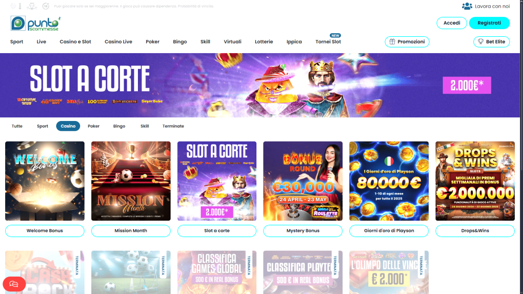Bonus del casinò Punto Scommesse