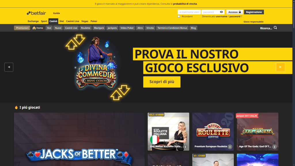 Betfair casinò Italia