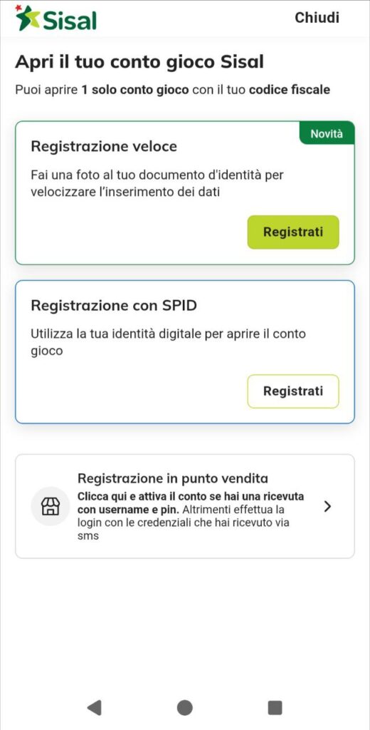 sisal casino mobile registrazione