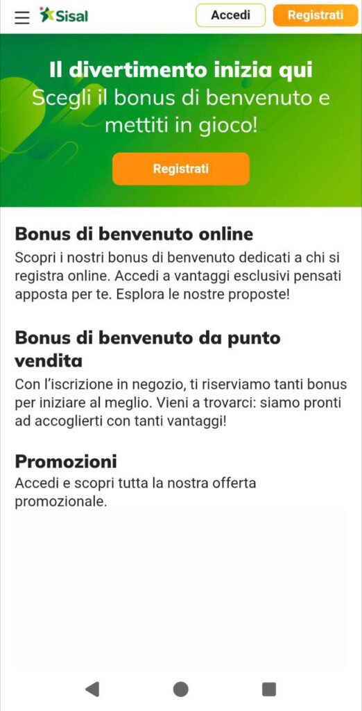 sisal casino mobile bonus