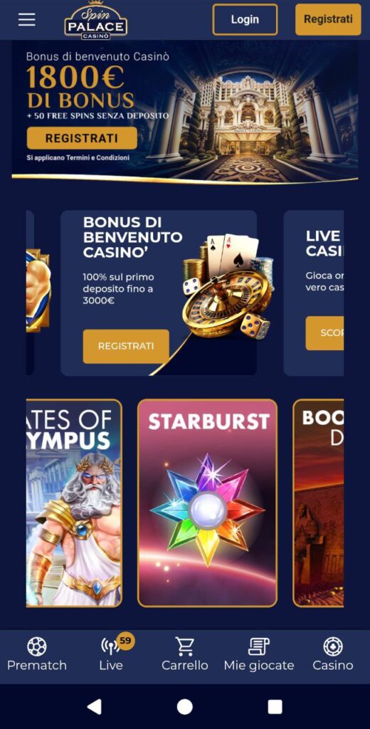 spin palace casino mobile in italia