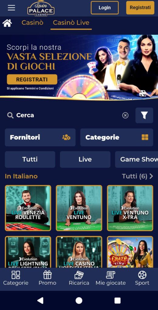 spin palace casino mobile live giochi