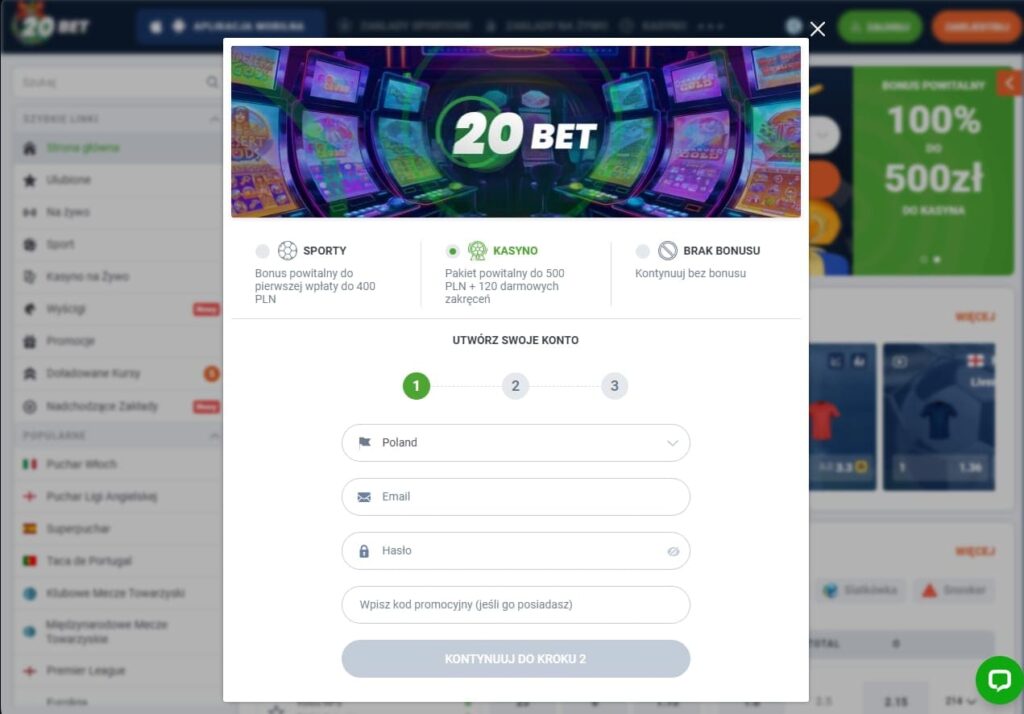 20Bet Casino rejestracja