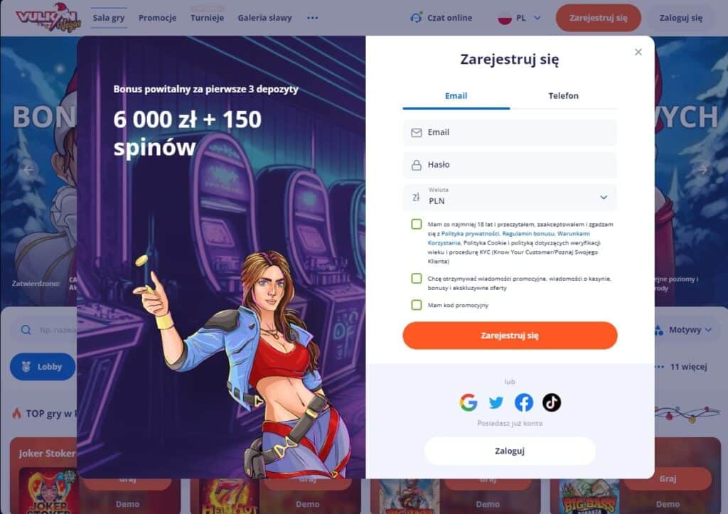 Vulkan Vegas Casino rejestracja