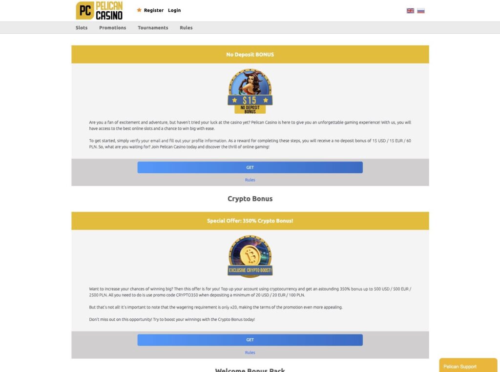 Bonusy w kasynie pelikan