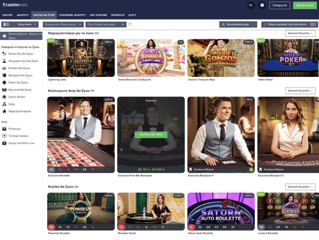 CasinoEuro gra z krupierami na żywo