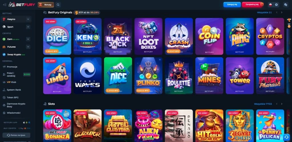 BetFury casino automaty do gier