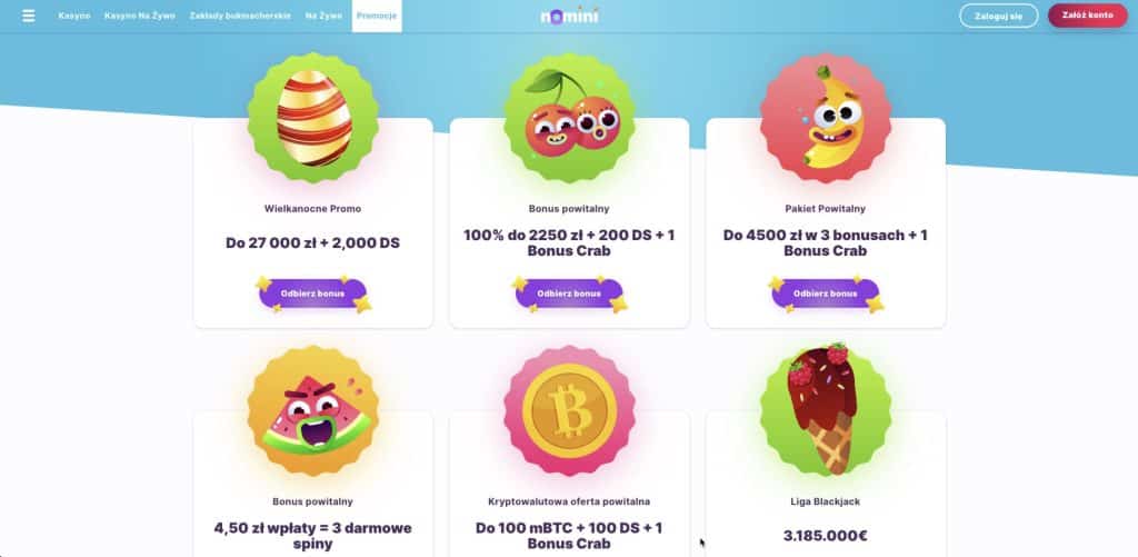 Nomini casino bonusy