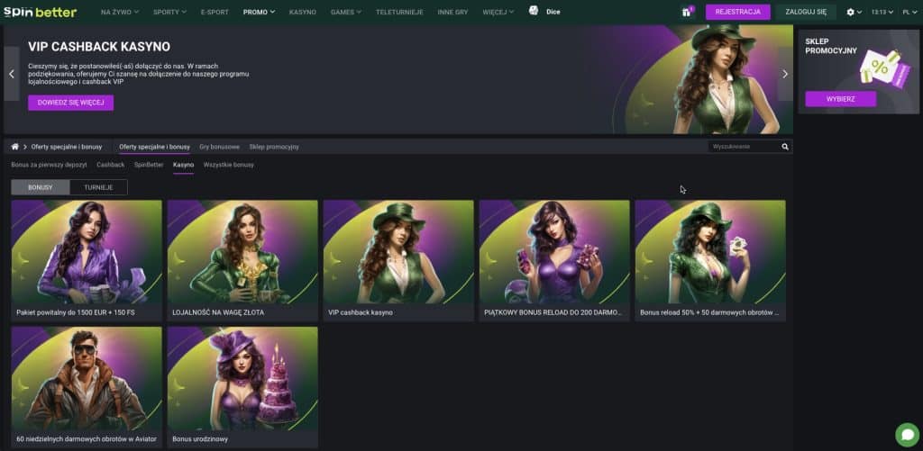 SpinBetter casino bonusy