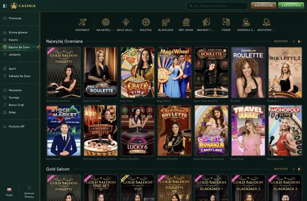 Casinia gra z krupierami na żywo