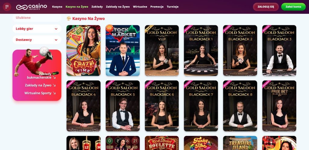 Infinity casino gra z krupierami na żywo