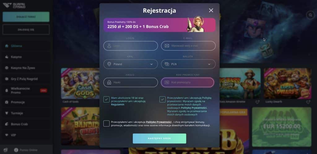 Buran casino rejestracja